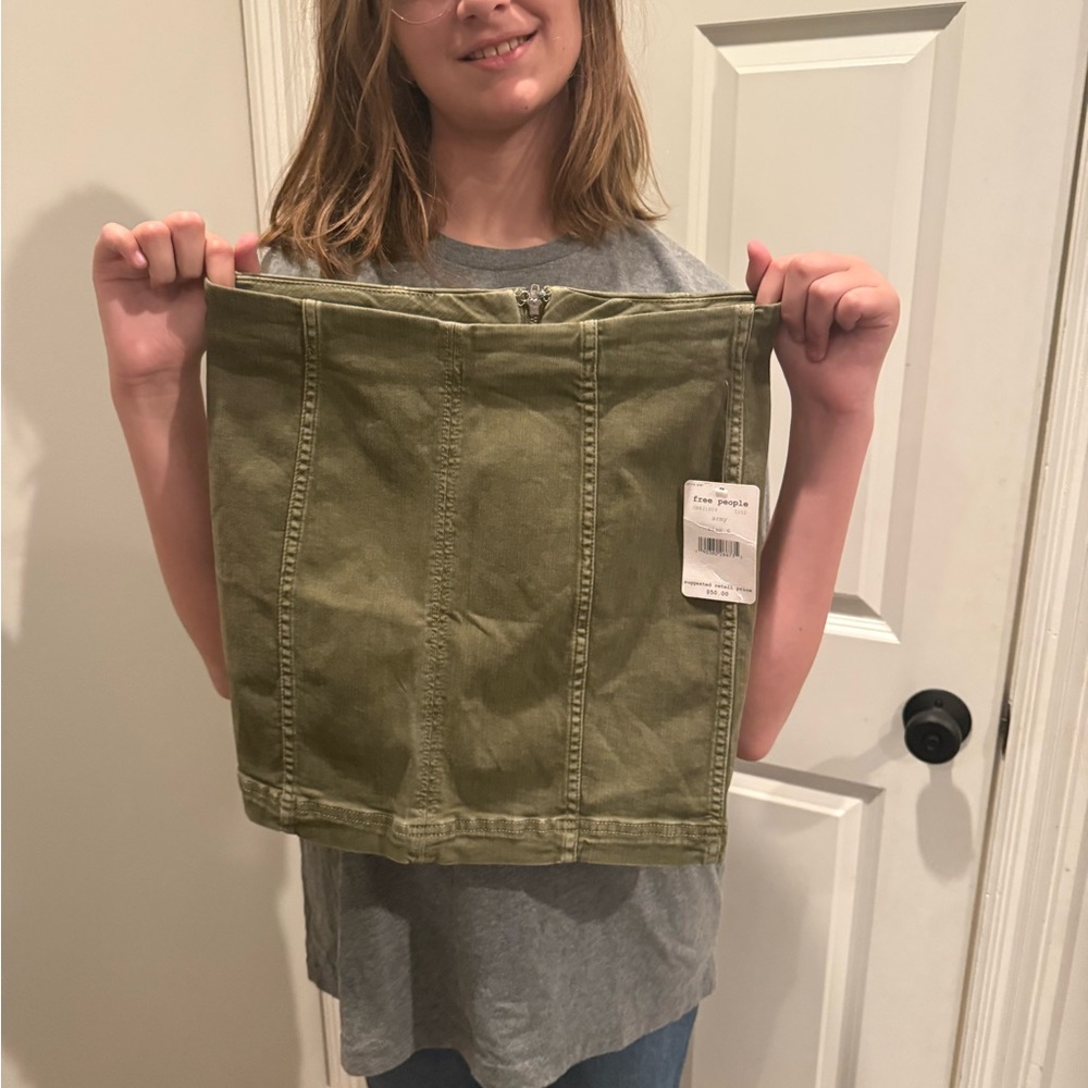 Free People Modern Fenne Demin Army Mini Skirt 6